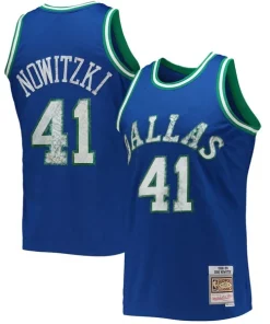 Dirk Nowitzki Dallas Admirable Mavericks 1998/99 Hardwood Classics NBA 75th Anniversary Diamond Swingman Jersey Blue