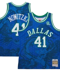 Dirk Nowitzki Dallas Mavericks 1998 2019 Hardwood Classics Asian Heritage Prime 6.0 Swingman Throwback Player Jersey Blue