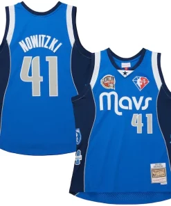 Dirk Nowitzki Dallas Mavericks Unisex Hall of Fame Class of Vibrant 2023 Throwback Swingman Jersey Blue