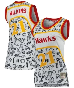 Dominique Prime Wilkins Atlanta Hawks Women's 1986 Doodle Swingman Jersey White