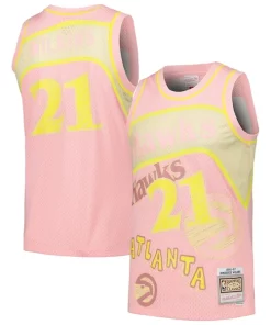 Dominique Wilkins Atlanta Hawks Distingué 1986/87 Swingman Sidewalk Sketch Jersey Pink