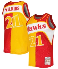 Dominique Wilkins Atlanta Hawks Hardwood Admirable Classics 1986/87 Split Swingman Jersey Yellow/Red