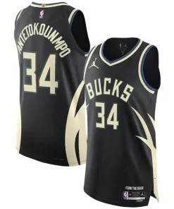 Giannis Antetokounmpo Exceptionnel Milwaukee Bucks Jordan Brand Authentic Player Jersey Statement Edition Black