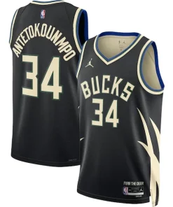 Giannis Antetokounmpo Exquisite Milwaukee Bucks Jordan Brand Unisex Swingman Jersey Statement Edition Black