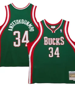 Giannis Antetokounmpo Milwaukee Bucks Charming 2013/14 Hardwood Classics Swingman Jersey Hunter Green