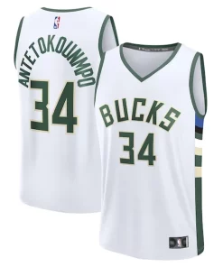 Giannis Antetokounmpo Milwaukee Bucks Fast Commémoratif Break Replica Player Jersey Association Edition White