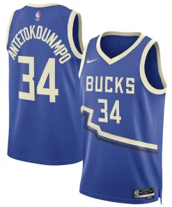 Giannis Antetokounmpo Milwaukee Bucks Nike Unisex 2024/25 Swingman Player Jersey Distingué City Edition Royal