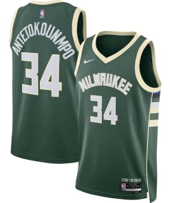 Giannis Antetokounmpo Milwaukee Bucks Nike Unisex Swingman Jersey Icon Edition Dashing Hunter Green/White