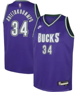 Giannis Antetokounmpo Milwaukee Éclatant Bucks Nike Youth 2022/23 Swingman Jersey Purple Classic Edition