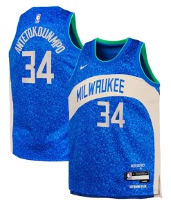 Giannis Antetokounmpo Milwaukee Prime Bucks Nike Youth Swingman Replica Jersey City Edition Royal