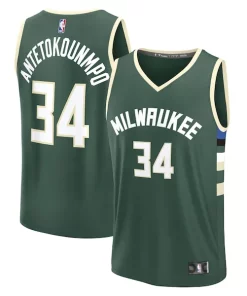 Giannis Gracieux Antetokounmpo Milwaukee Bucks Fast Break Replica Player Jersey Icon Edition Hunter Green