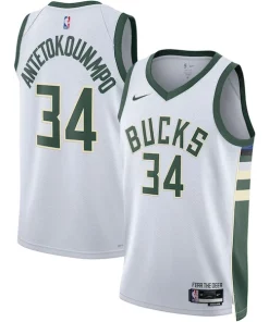 Giannis Classique Antetokounmpo Milwaukee Bucks Nike Unisex Swingman Jersey Association Edition White/Hunter Green