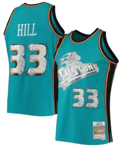 Grant Hill Detroit Pistons 1998/99 Hardwood Classics NBA 75th Anniversary Diamond Swingman Moderne Jersey Teal