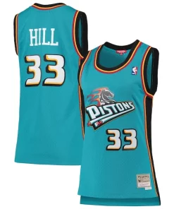 Grant Hill Detroit Pistons Women's 1998/99 Hardwood Classics Swingman Jersey Teal Commémoratif