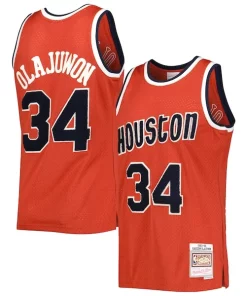 Hakeem Olajuwon Houston Rockets 1993/94 Hardwood Classics Off Court Swingman Jersey Red Haut de gamme