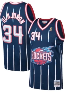 Hakeem Olajuwon Houston Rockets 1996/97 Hardwood Classics Swingman Exquisite Jersey Navy