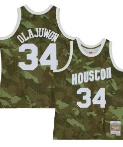 Hakeem Olajuwon Houston Rockets Hardwood Stylish Classics 1993/94 Ghost Green Swingman Jersey Camo