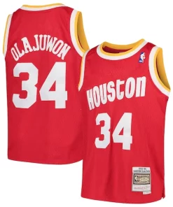 Hakeem Olajuwon Houston Rockets Magnifique Youth Swingman Throwback Jersey Red