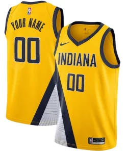 Indiana Pacers Nike 2019/20 Custom Exceptionnel Swingman Jersey Yellow Statement Edition