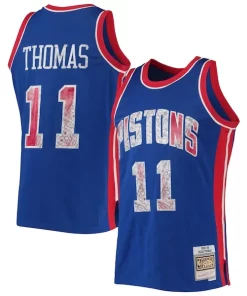 Isiah Thomas Detroit Classique Pistons 1988/89 Hardwood Classics NBA 75th Anniversary Diamond Swingman Jersey Blue