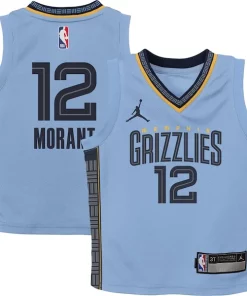 Ja Morant Memphis Grizzlies Jordan Brand Preschool 2022/23 Haut de gamme Statement Edition Jersey Light Blue