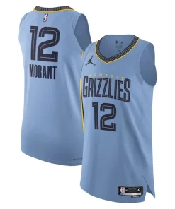 Ja Personalisable Morant Memphis Grizzlies Jordan Brand Authentic Player Jersey Statement Edition Light Blue