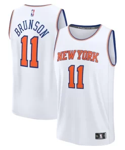 Jalen Brunson Personalisable New York Knicks Youth Fast Break Replica Player Jersey Association Edition White