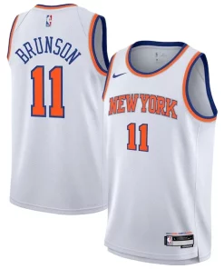 Jalen Brunson New York Knicks Collectible Nike Youth Association Swingman Jersey White