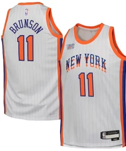 Jalen Brunson New York Knicks Nike Youth 2024/25 Exquisite Swingman Player Jersey City Edition White