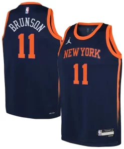 Jalen Brunson New York Knicks Tendance Jordan Brand Youth Swingman Jersey Statement Edition Navy