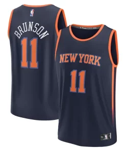 Jalen Brunson New York Knicks Youth Dashing Fast Break Replica Player Jersey Statement Edition Navy