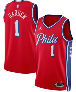 James Harden Vibrant Philadelphia 76ers Jordan Brand Unisex Swingman Jersey Statement Edition Red