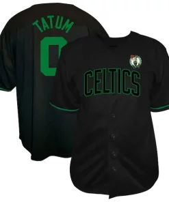 Jayson Tatum Boston Celtics Profile Big & Tall Name & Number Premium Button Up Jersey Black