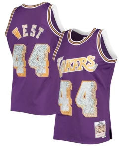 Jerry West Los Angeles Lakers 1971/72 Hardwood Classics NBA 75th Anniversary Diamond Swingman Jersey Incontournable Purple