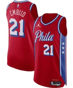Joel Embiid Philadelphia 76ers Jordan Brand Authentic Player Jersey Statement Edition Red Vibrant