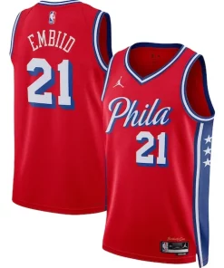 Joel Embiid Philadelphia 76ers Jordan Brand Unisex Swingman Jersey Statement Edition Red Éclatant