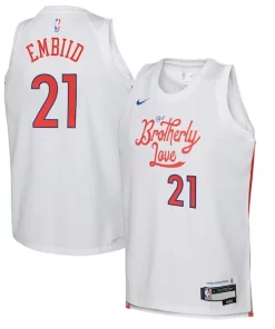 Joel Embiid Philadelphia 76ers Nike Élégant Youth 2022/23 Swingman Jersey City Edition White