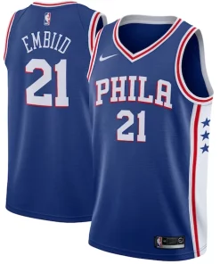 Joel Embiid Philadelphia 76ers Nike Swingman Jersey Élégant Royal Icon Edition