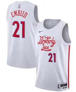 Joel Embiid Philadelphia 76ers Nike Unisex 2022/23 Swingman Élégant Jersey City Edition White