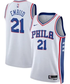Joel Embiid Philadelphia Moderne 76ers Nike Unisex Swingman Jersey Association Edition White/Royal
