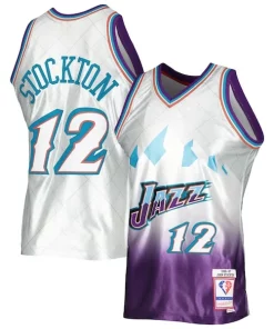 John Stockton Utah Jazz 1996/97 Exceptionnel Hardwood Classics 75th Anniversary Swingman Jersey Platinum