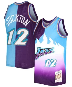 John Stockton Utah Jazz Hardwood Classics 1996/97 Split Swingman Jersey Authentique Purple/Turquoise