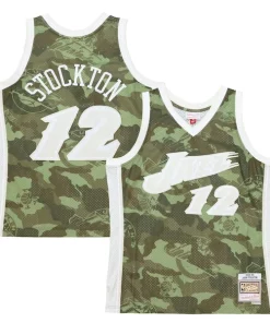 John Stockton Utah Jazz Hardwood Superbe Classics 1998/99 Ghost Green Swingman Jersey Camo