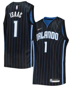 Jonathan Isaac Orlando Magic Nike Youth 2021/22 Diamond Swingman Jersey Icon Edition Vibrant Black