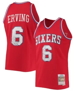 Julius Erving Philadelphia 76ers 1982/83 Hardwood Classics Dashing NBA 75th Anniversary Diamond Swingman Jersey Red