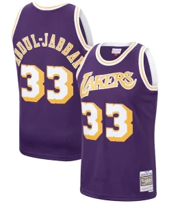 Kareem Abdul Jabbar Los Angeles Charming Lakers Hardwood Classics Swingman Jersey Purple/Gold