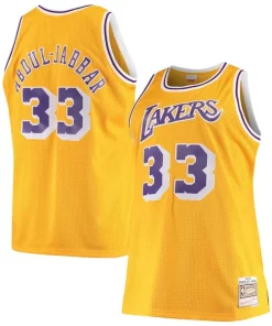 Kareem Abdul Jabbar Los Angeles Lakers 1984/85 Big & Tall Hardwood Classics Swingman Jersey Gold Premium
