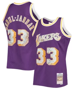 Kareem Abdul Jabbar Los Angeles Lakers 1996 97 Charming Hardwood Classics NBA 75th Anniversary Diamond Swingman Jersey Purple