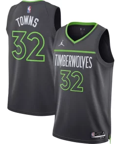 Karl Anthony Towns Minnesota Timberwolves Jordan Brand Unisex Swingman Jersey Statement Edition Charcoal Magnifique