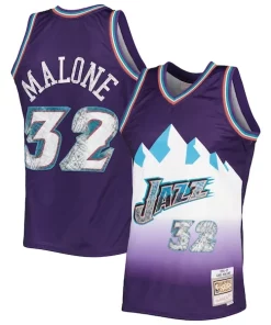 Karl Malone Utah Jazz 1996/97 Hardwood Classics Dashing NBA 75th Anniversary Diamond Swingman Jersey Purple